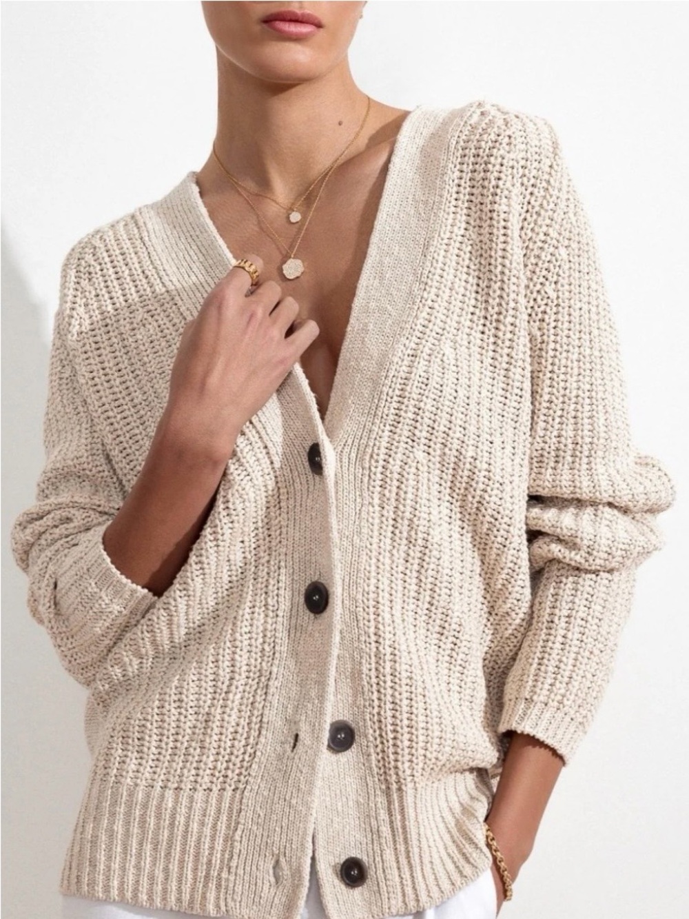 Brochu Walker Jen Cardigan in Ecru Size Small